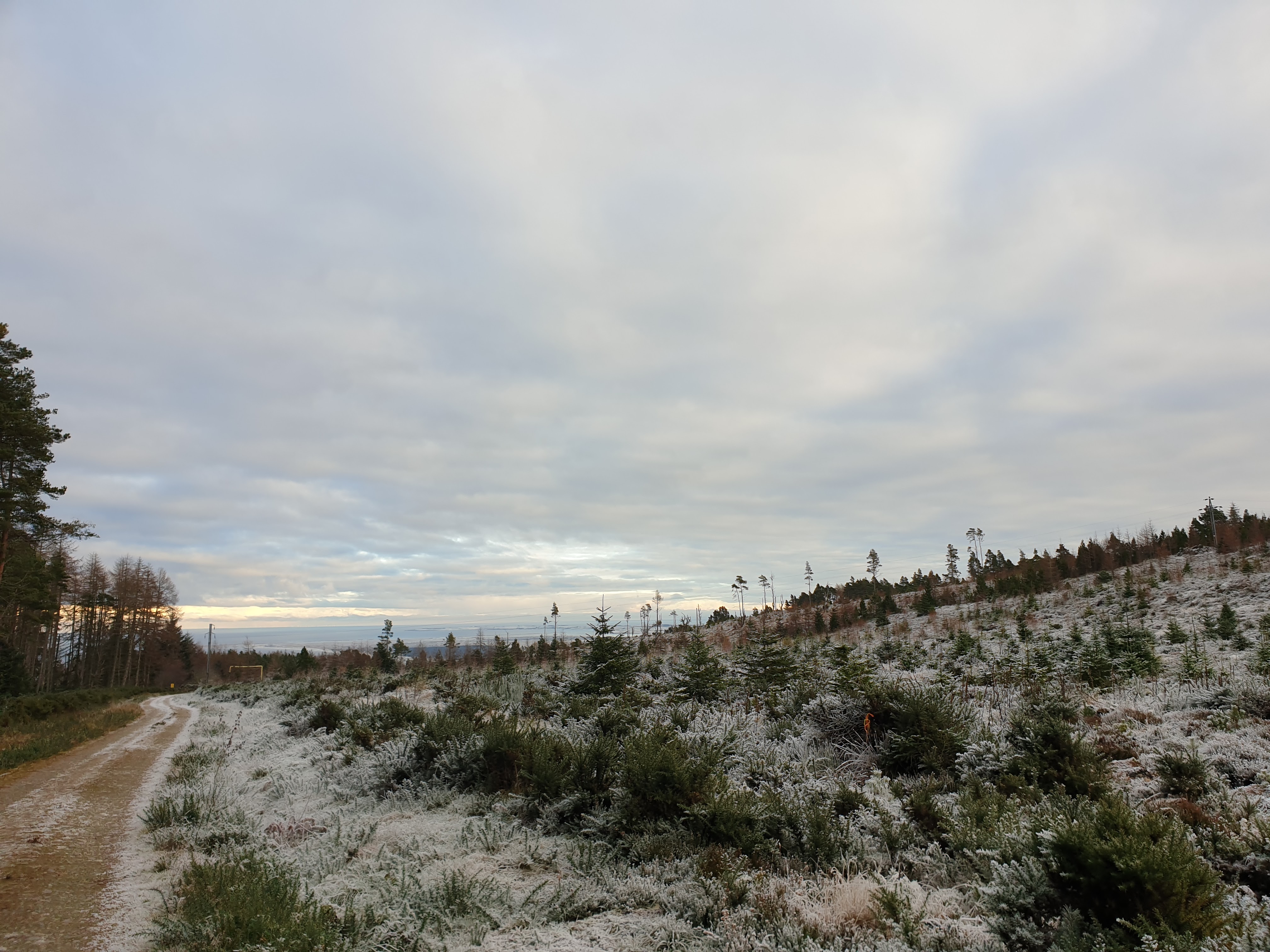 view from bottom of Tain Hill with Black Isle in distance and Dornoch Firth 